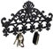 Relaxdays Garderobenleiste aus Gusseisen, 5 Haken, Antiker Landhausstil, HBT: ca. 17 x 35 x 3,5 cm, Hakenleiste, schwarz