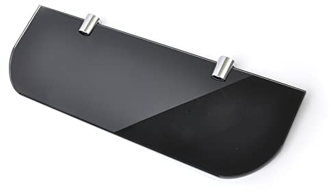 BSM Marketing Estante de cristal de seguridad endurecido negro brillante de 6 mm de grosor con bordes curvados y soportes de estante cromados de 300 mm x 100 mm