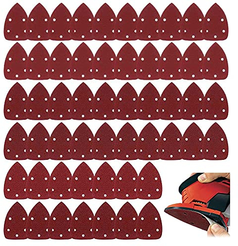 Dischi Abrasivi Carta vetrata 60 Pcs, Levigatura Carte Abrasive Per Mouse Levigatrice Smerigliatura Fogli Abrasivi 40, 60, 80, 100, 120, 150, 180, 240, 320, 400 per Levigatura/Lucidatura/Spolveratura