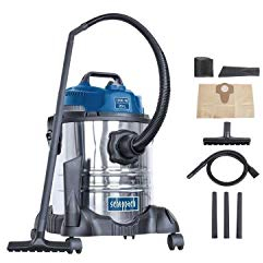 Scheppach Nass Trockensauger ASP20-ES (1200 W, 180 mbar, 20 L, 6,5m Arbeitsradius, Kombidüse für Teppich/Glattboden, Fügendüse, umfangreiches Zubehörset)