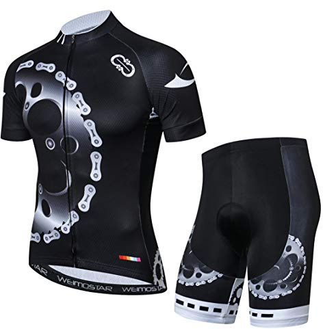 Weimostar Sportbekleidung Radtrikots Kurzarm Fahrradbekleidung Fahrrad top Männer MTB Jersey Atmungsaktive Sommer Schwarz