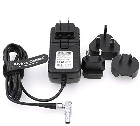 Alvin's Cables Teradek Power Adapter Konverterkabel Rechtwinklig 2 Pin auf Universal AC mit US UK EU AU Steckern für Z Cam E2 Flaggschiff Teradek Cube Hollyland Cosmo 600