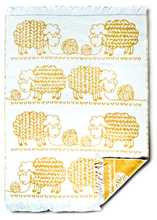 JOWOLLINA Wendedecke Wolldecke Plaid Kuscheldecke 100% Wolle 130x170 cm (Wool Sheep Ocker)