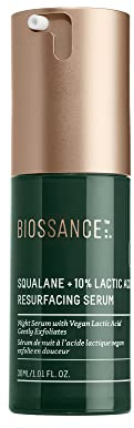 Biossance Squalane + Lactic Acid Resurfacing Night Serum. An Exfoliating AHA to Soften and Smooth Skin, Diminish Fine Lines and Brighten Complexion (1.0 ounces)
