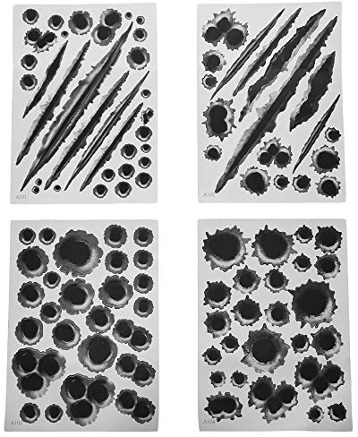 YONII 4 PCS 3D Bullet Holes Aufkleber, Auto Tattoo Hood Front Cover Dekorationen Zubehör, Simulation gefälschte Bullet Hole Gun Shots Aufkleber