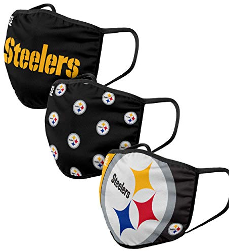 FOCO Pittsburgh Steelers NFL Face Covering 3Pack Face Mask Forever Collectibles - One-Size
