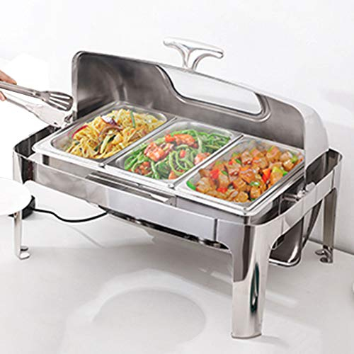 DBMGB Electric Food Warmers for Parties - Stainless Steel Chafing Dish Set with Visible Lid, 13L Commercial Buffet Servers and Warmers for Keeping Food Warm