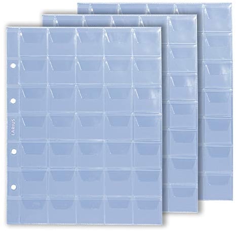 Larius Münzhüllen Münzblätter, Optima - Format, für Gedenkmünzen, z.B. 2 Euro, für 12 bis 70 Münzen nach Wahl (10 Stück, 35 Fächer)