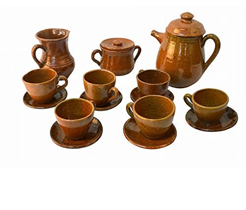 SENDA ARTESANA Juego de café cerámica rústico 9 piezas