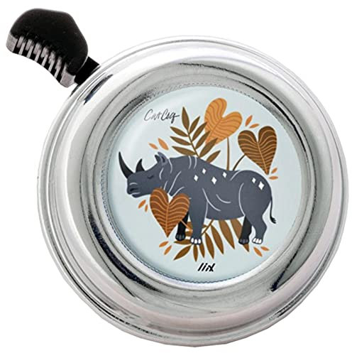Liix Colour Bell neu 2021 Rhino Nashorn Tier Zoo Fahrradklingel für Kinder und Erwachsene Design und mit einfacher Montage (Silber)