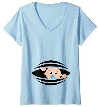 Femme Pour femme enceinte Bébé drôle dans le ventre Grossesse T-Shirt avec Col en V
