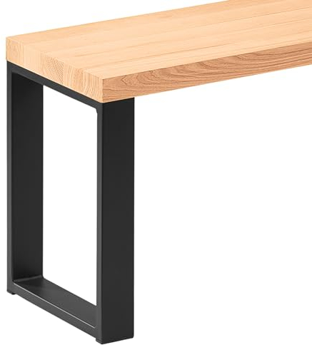 LAMO Manufaktur Sitzbank Flur Holzbank 30x140x47 cm, Möbelfüße Simple Schwarz/Natur, LSB-01-A-002-140-9005S