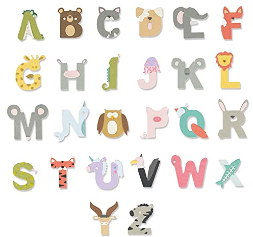 Sizzix Thinlits Stanzschablonen 26PK Tieralphabet von Lisa Jones, 665486, Multicolor, One Size