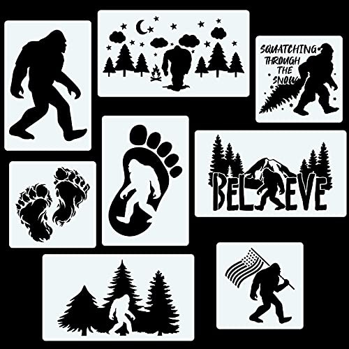 CINPIUK Bigfoot Schablonen, Malerei auf Holz, wiederverwendbar, für Weihnachten, Heimdekoration, Bastelarbeiten, verschiedene Größen, 8 Stück