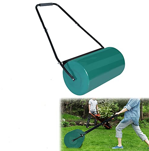 VA-Cerulean Rullo per prato, rullo a mano con impugnatura a U, volume di riempimento 46 l, per acqua/sabbia, rullo in metallo, rullo da giardino per prato e campi da calcio (verde)
