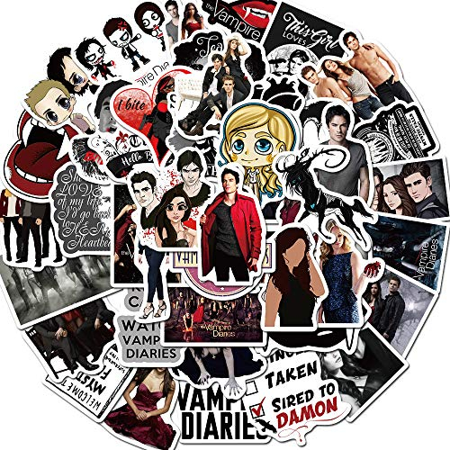 Sticker Junkies The Vampire Diaries Aufkleber 50 Stück Horrorfilm Vinyl Wasserflasche Skateboard Laptop Gitarre Motorrad Fahrrad,Classic Stickers für Jugendliche Kinder Erwachsene