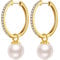 Creolen Gold Ohrringe Damen Creolen Hängend Ohrringe s925 Sterling Silber Perlen Ohrringes Hängend Tropfen Ohrhänger Perlenohrringe