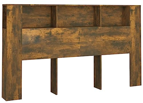 vidaXL Testiera con Scomparti Rovere Fumo 180x18,5x104,5 cm