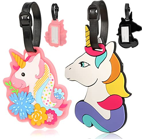Lot de 2 Etiquette Bagage, Licorne Étiquette Valise Avion Étiquette Valise Avion Étiquette de Voyage Étiquettes Porte Adresse Porte Etiquette Bagage pour Valise, Bagages, Sacs à Dos, Voyages