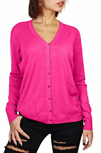 JOPHY & CO. Cardigan pour femme col V (cod. 8503), fuchsia, S