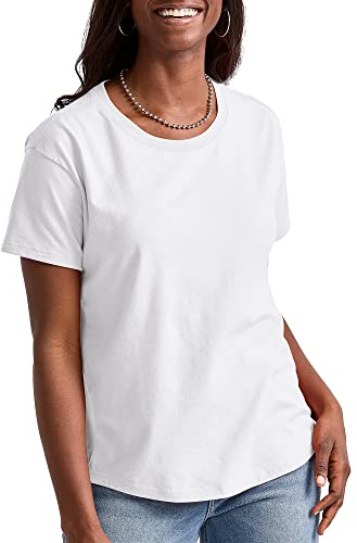 Hanes Womens Originals Tri-Blend T-Shirt, Lightweight for Relaxed Fit, Eco White, Large US