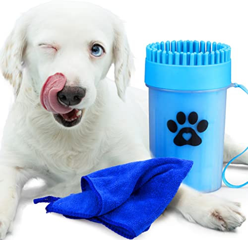 Accessori per cani, Lava zampe, Pulisci cane taglia media e piccola. Prodotti per la pulizia dei nostri amici a quattro, Accessori, spazzola cani (Blu)