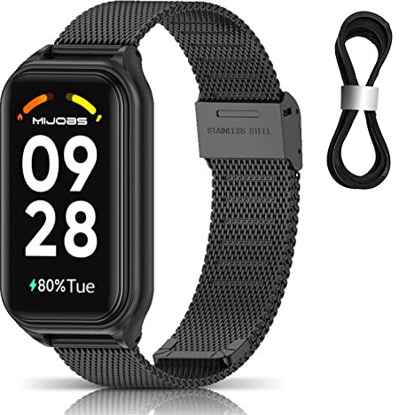 ToVioc Cinturino Compatibile con Xiaomi Redmi Smart Band 2, Cinturino in Acciaio Inossidabile Adatto Compatibile con Xiaomi Redmi Smart Band 2 - Nero