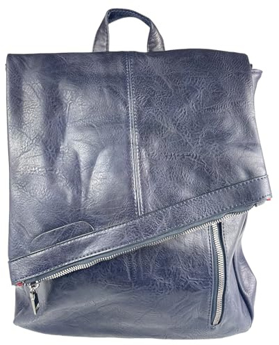 kennydoo 2in1 Rucksack & Umhängetasche in Einem 9200-17, Damen Rucksacktasche, viele Fächer, modern (blau marineblau)