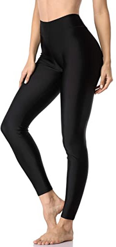 ATTRACO Plus Size Swim Leggings Women Tummy Control Sun Protection Swimming Pants Black XXL