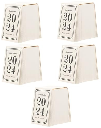 Ciieeo Stehender Kalender 5 Stück 1 2024 Mini- Taschenkalender Vintage-Bürodekoration Bürodekoration Dekorativer Schreib Tischstaffelei-Kalender Retro-Kalender Büro Plakatkalender
