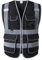 LOHASTAR Gilet antinfortunistici gilet lavoro catarifrangente alta visibilita Maglia di sicurezza per riflettente sicurezza con tasche cerniera anteriore（IT-Black01,Large）