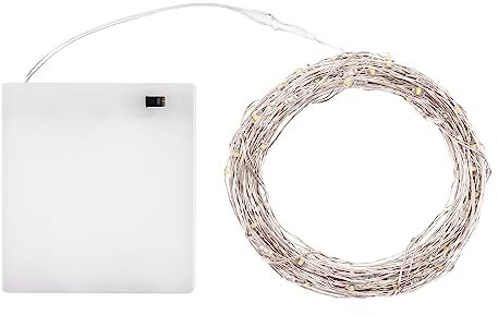 13,9 m lange, batteriebetriebene Kette, Mikro-LED, warmweiß