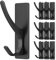 pickpiff Self Adhesive Hooks, Sticky Hooks Extra Sturdy, Hanging up to 6KG, Metal Stainless Heavy Duty Stick on Wall Door, for Towel Coat Hat Purse in Bathroom Shower Kitchen, Black, 10 Pack