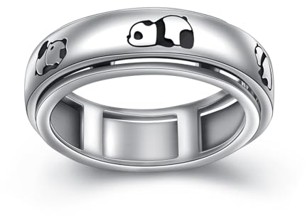 HOOHWE Spinner Ringe für Angst, S925 Sterling Silber Fidget Angst Sorge Entlastung Langeweile ADHD Autismus Band Ringe für Teen Mädchen Größe 52(16.5)