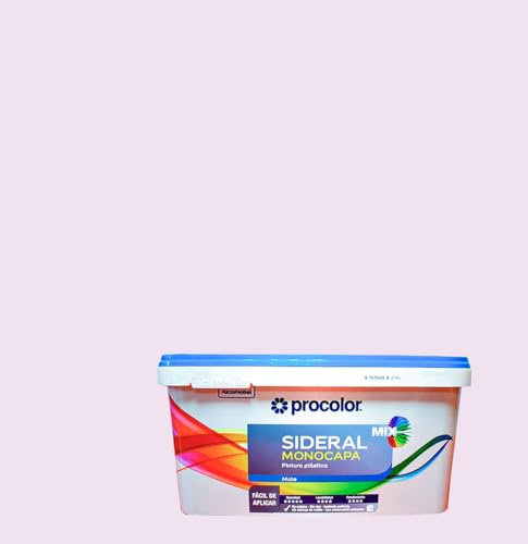 Pintura de Interior Monocapa Sideral Mix. Colores del Mundo. Alta cubrición, Lavable, Colores duraderos. Cubeta de 4 L. (4 L., Violeta suave - Japón)