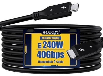 Foboiu Thunderbolt 4 Cable 6ft (1.8 Meter) 1 Pack USB C Display Cable 40 Gbps Data Transfer 240W Charging 8K Display for MacBooks,Hub, Docking, and Thunderbolt 3/4 USB4 Cable