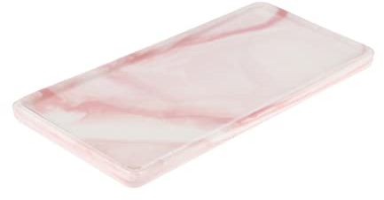 LIFKOME Bandeja Organizadora Rectangular De Cerámica Efecto Mármol Rosa para Baño Joyas Cosméticos Acabado Delicado Resistente y Fácil Limpieza