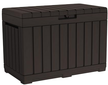 Keter Kentwood Boîte de rangement en résine pour coussins de terrasse, coussins décoratifs et outils de jardin, marron 157 l