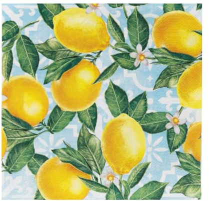 Talking Tables Lot de 20 serviettes en papier jaune citron | Vaisselle jetable à thème vif pour rassemblements mémorables, fêtes d'été, fêtes prénuptiales, brunchs, couleurs vives
