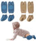 Lilbitty Baby Krabbeln Knieschoner und Socken - Anti-Rutsch Krabbelhilfe Mit Gummipunkte, Krabbelschoner Stulpen Knieschützer für Kleinkinder 0-24 Monate (2 Paar Knieschoner, 2 Paar Socken)