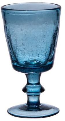Table Passion - Verre à pied Lussan craquelé 17 cl bleu (lot de 6)
