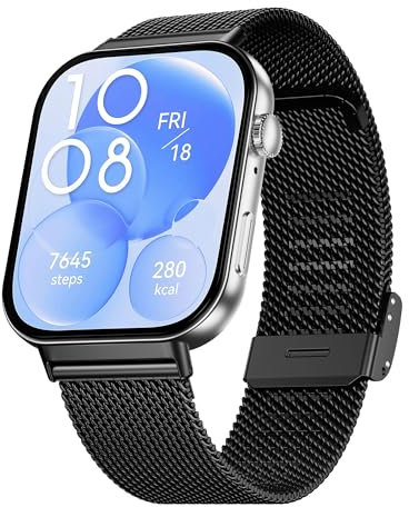 Hiseus Correa Compatible con Huawei Watch Fit 3, Correa de Metal de Acero Inoxidable de Reemplazo Compatible con Huawei Watch Fit 3 Correa (Negro)