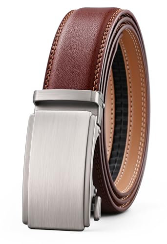 KUULIMEE Gürtel Herren,Ratsche Ledergürtel Für Herren Anzug Business Jeans,Breit 35mm-700-BROWN 6033-125cm