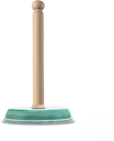 Rotolina™ | Exklusiver Küchenrollenhalter stehend aus Keramik und Holz | handgefertigt in Italien | Papierrollenhalter für Jede Küchenrolle | Dein perfektes Küchenzubehör (Türkis)