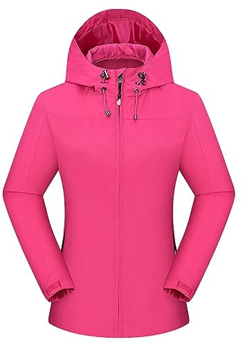 Blitzangebote, Damen Winterjacke Herbstjacke Jacken Damen Solid Hooded Slim Pocket Single Layer Outdoorjacke Bergsteigerjacke Regenmantel Windjacke Volleyball Kleidung Damen, Letzte Bestellung