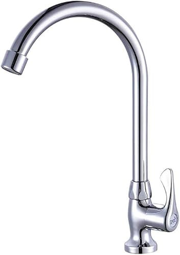 Küchenarmatur mit hohem Bogen, 360° schwenkbar, Einhebel-Badarmatur, Spültisch-Mischbatterie, nur für kaltes Wasser, passend für 1-Loch, Chrom