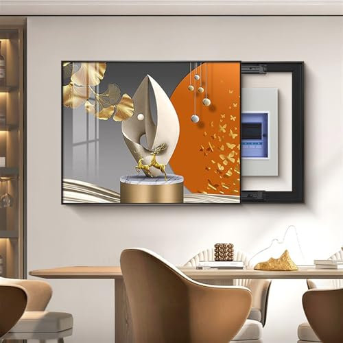 Cache Compteur Electrique Le Rail Coulissant Est Silencieux et Durable Coffret Habillage Tableau Electrique Bordure Noire Convient pour Le Bureau, la Maison(Flip-Top,55 * 45CM_T)