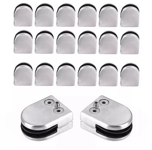 Abrazaderas de cristal, 20 unidades, soporte de abrazadera de cristal, 8-10 mm, acero inoxidable, soporte de cristal para barandilla, escalera de acero inoxidable 304, soporte de cristal pulido con