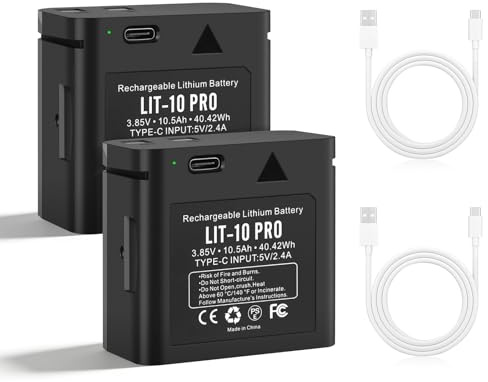 Lot de 2 Piles LIT-10 Pro de Rechange pour Batterie au Lithium SPYPOINT LIT-10 Pro Compatible avec caméra Les Séries SPYPOINT LM2/Link-Micro/Link-Micro-S-LTE et Cell-Link(câble de Type C Inclus)
