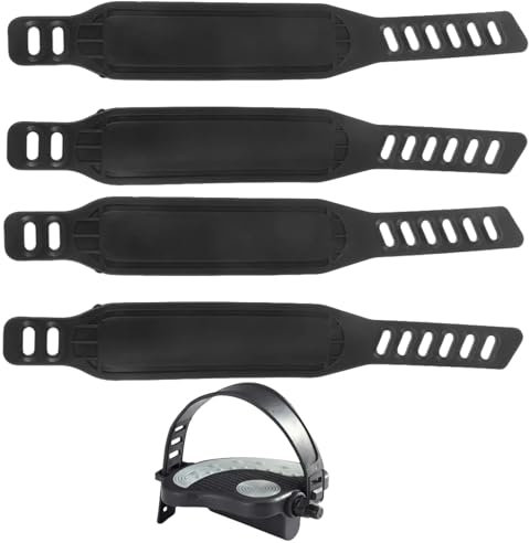 ZDL Sangles Pédale Vélo, 4 pièces, Sangles Pédales Vélo d'Appartement, Universelles, Caoutchouc, Noir